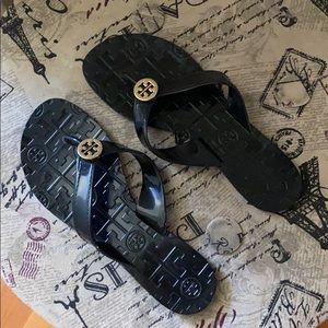 Tory Burch jelly black flip flops